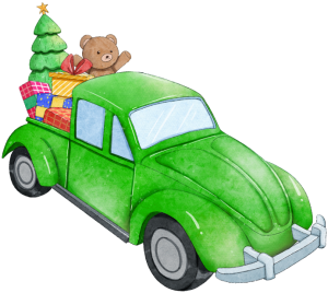 a christmas car with toys